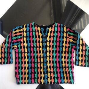 70s Vintage Striped Sweater Groovy Granny Rainbow